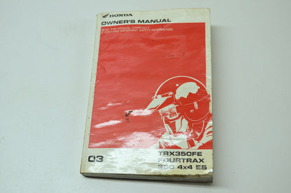 OEM Honda 31HN5830 Owner's Manual TRX350FE ''03