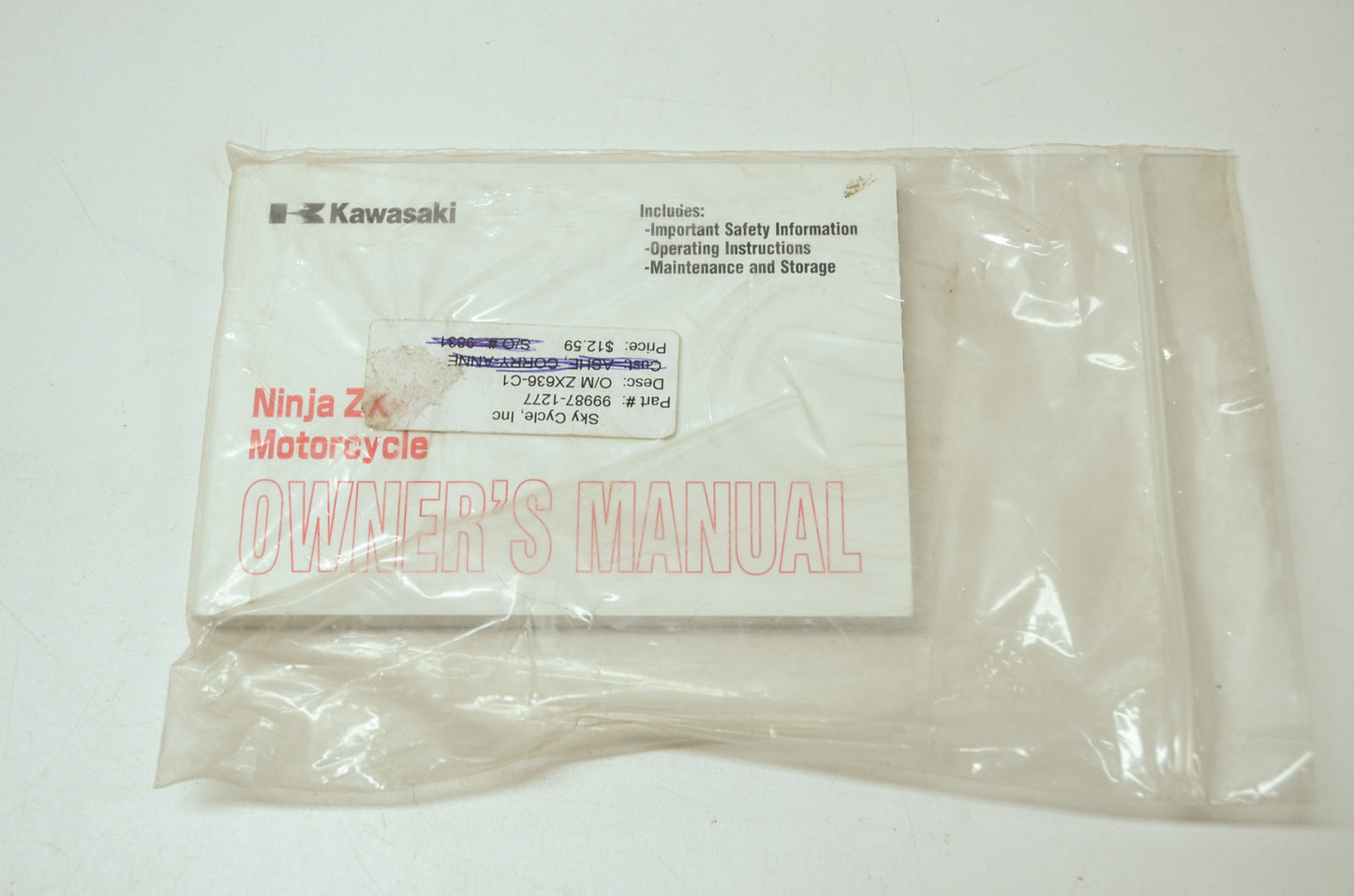 OEM Kawasaki 99987-1277 Owner's Manual ZX636-C1