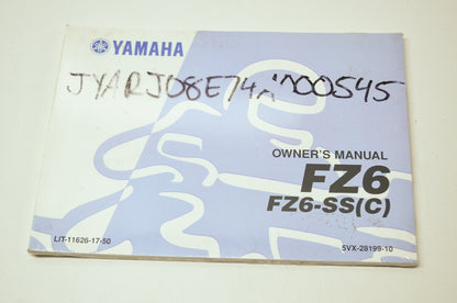 NEW OEM Yamaha 2004 Fazer FZ6 FZ6-SSC Owners Manual LIT-11626-17-50 NOS