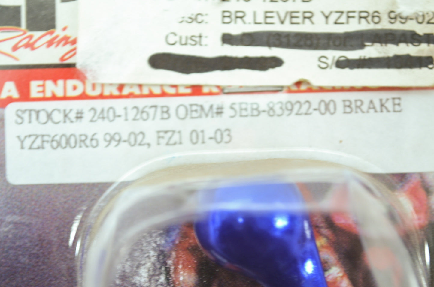 NEW LP Racing Yamaha Blue Brake Lever FZ1 YZF600 R6 5EB-83922-00 NOS