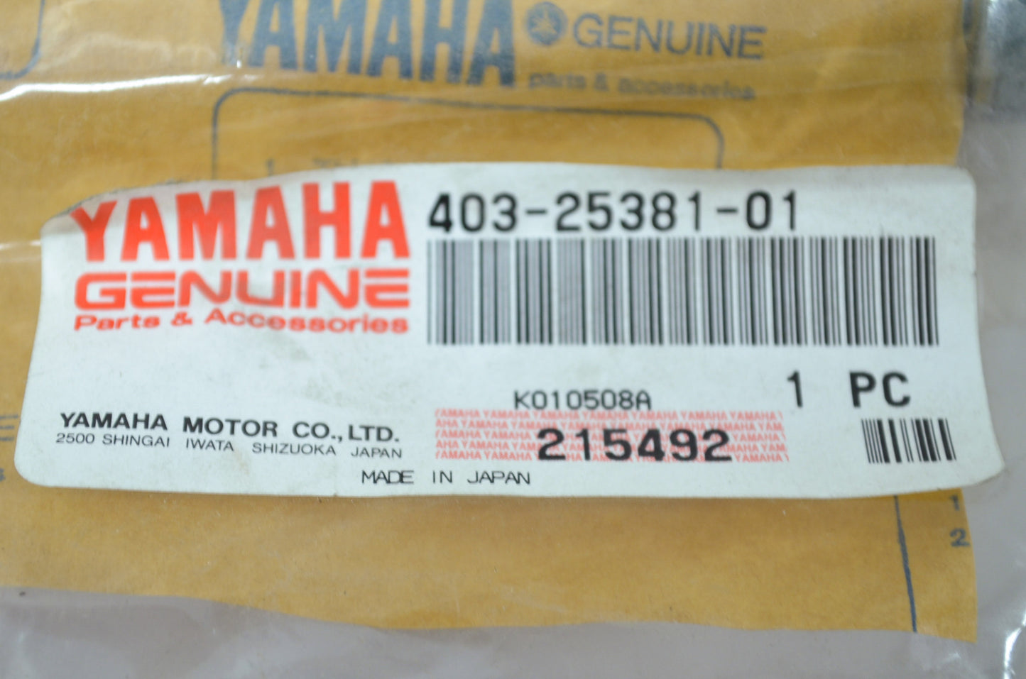 OEM Yamaha 403-25381-01-00 Wheel Axle NOS