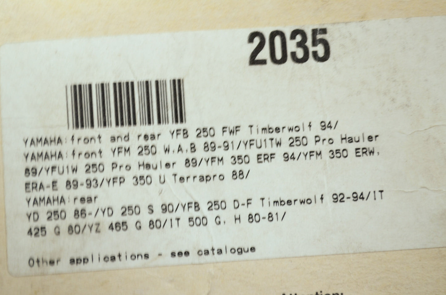 NEW SBS Yamaha Brake Pad Kit Timberwolf IT500 YZ465 IT425 2035 NOS