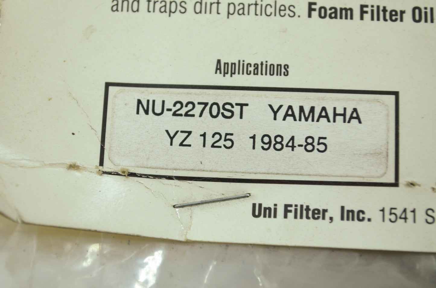 NEW UNI Yamaha Air Filter 1984-1985 YZ125 NU-2270ST NOS