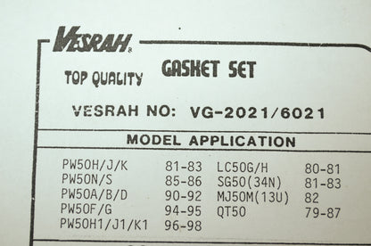 NEW Vesrah Yamaha Gasket Kit PW50 KC50 SG50 MJ50 QT50 VG-2021 NOS