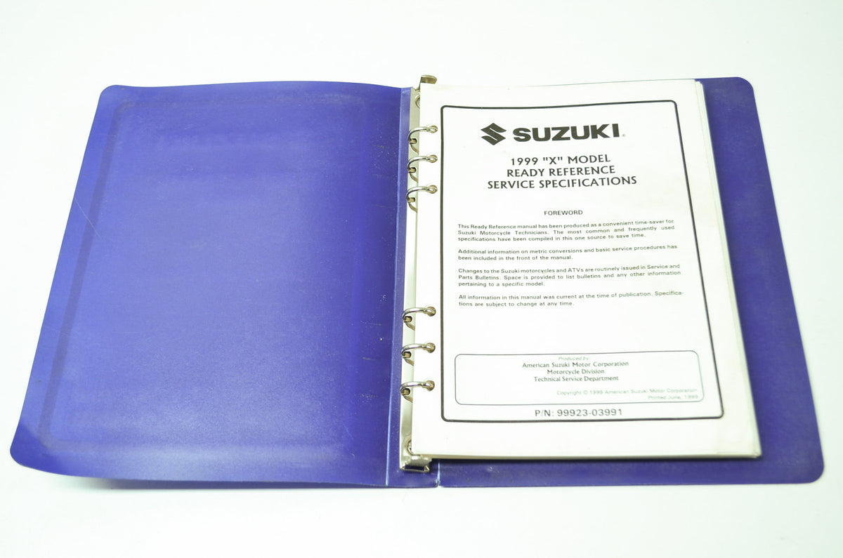 OEM Suzuki 99923-03991 Ready Reference Manual 1999 X Model