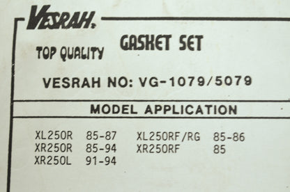 NEW Vesrah Honda Gasket Kit 1985-1994 XR250 XR250R VG-5079M NOS
