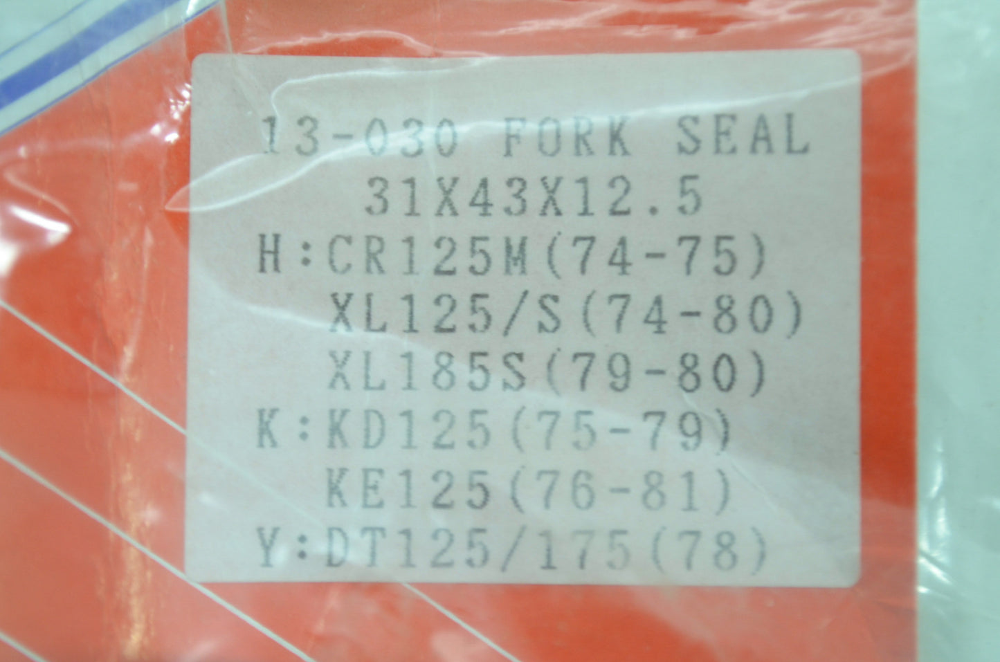 NEW Shindy Fork Seal Kit CR125 XL125 XL185 KD125 KE125 DT125 FS-030 NOS