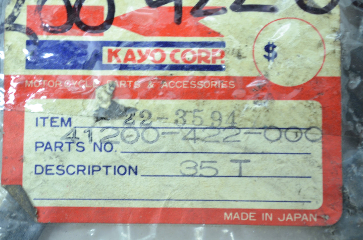 NEW Kayo Corp Honda Sprocket 35 Tooth 41200-422-000 NOS