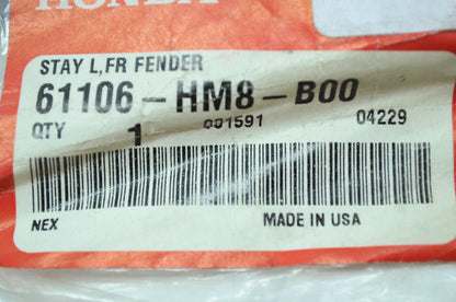 New OEM Honda 61106-HM8-B00 Left Front Fender Stay NOS