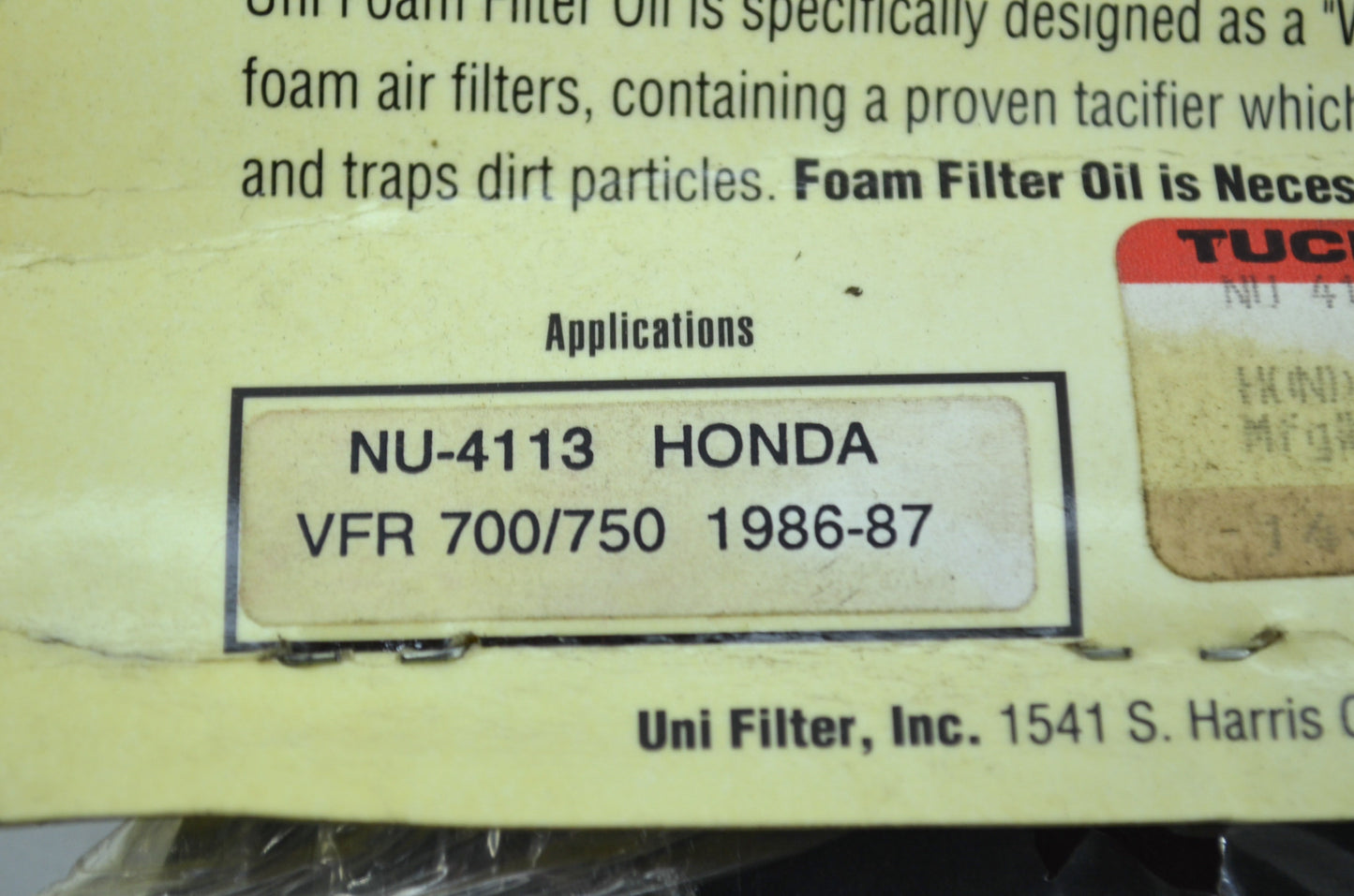 NEW UNI Honda Air Filter 1986-1987 VFR700 VFR750 NU-4113 NOS