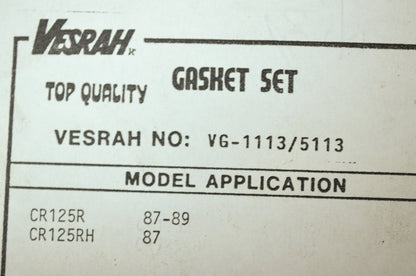 Versah Honda VG-5113 Gasket Set 1987-1989 CR125 VG-1113 NOS