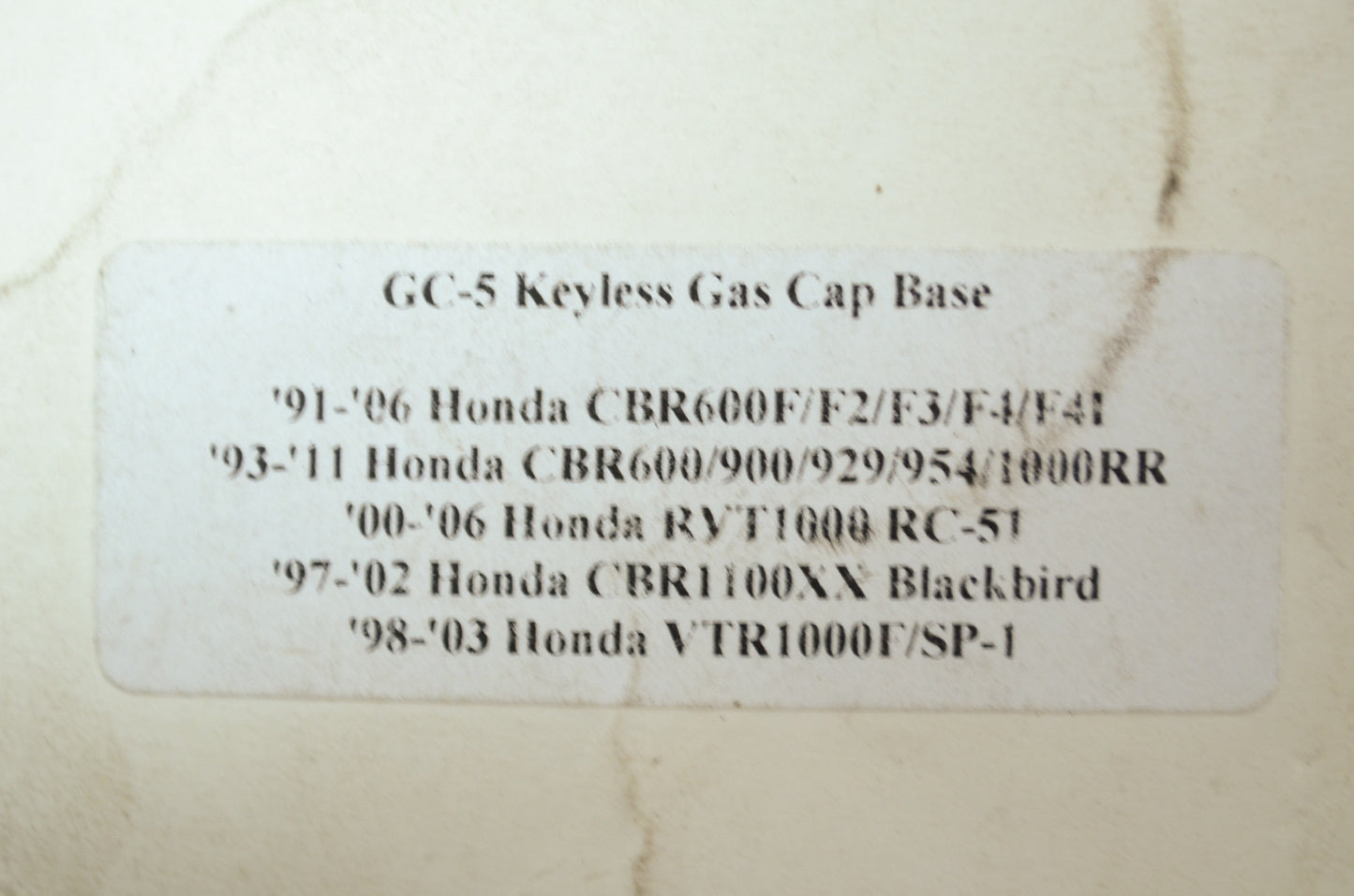 NEW Pro-Tek Honda Keyless Gas Cap Base CBR600 900 929 954 1000 GC-5K NOS
