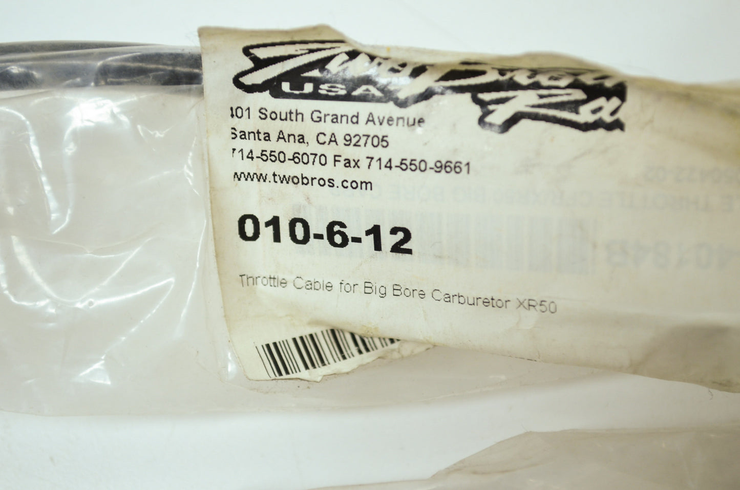 NEW Two Brothers Racing Honda Throttle Cable Big Bore XR50 010-6-12 NOS