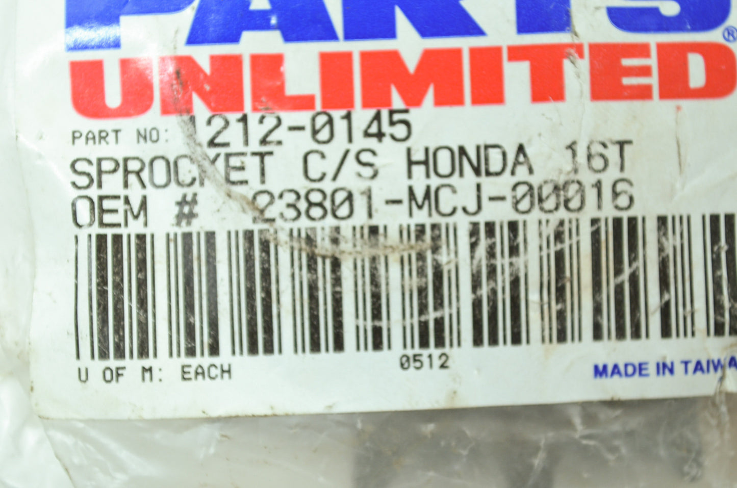 NEW Parts Unlimited Honda Front Sprocket 16 Tooth 23801-MCJ-00016 NOS
