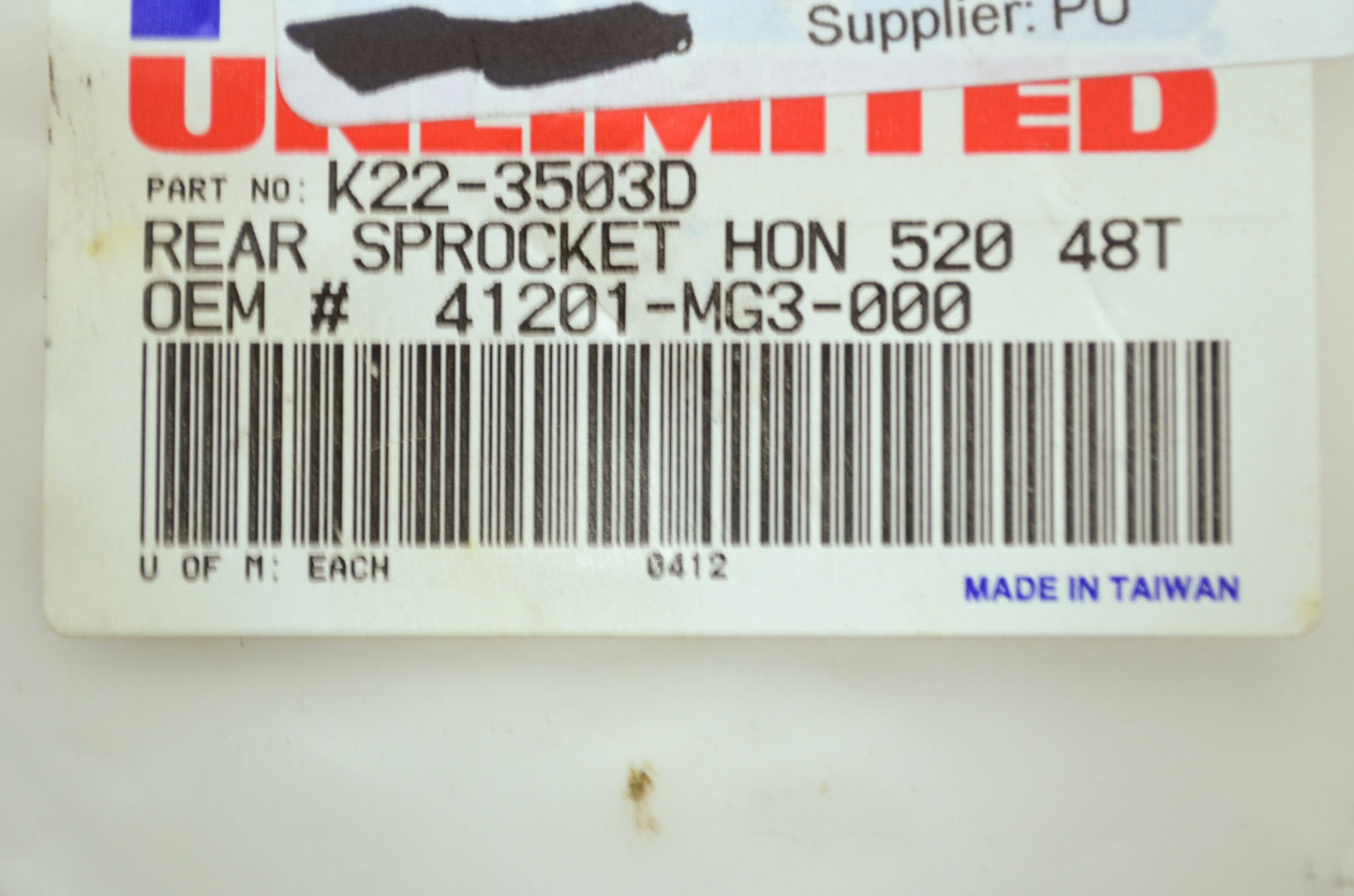 NEW Parts Unlimited Honda Rear Sprocket 48 Tooth 41201-MG3-000 NOS