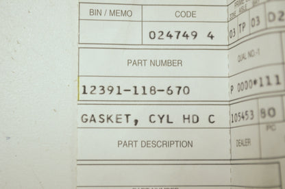 OEM Honda 12391-118-670 Cylinder Head Cover Gasket NOS