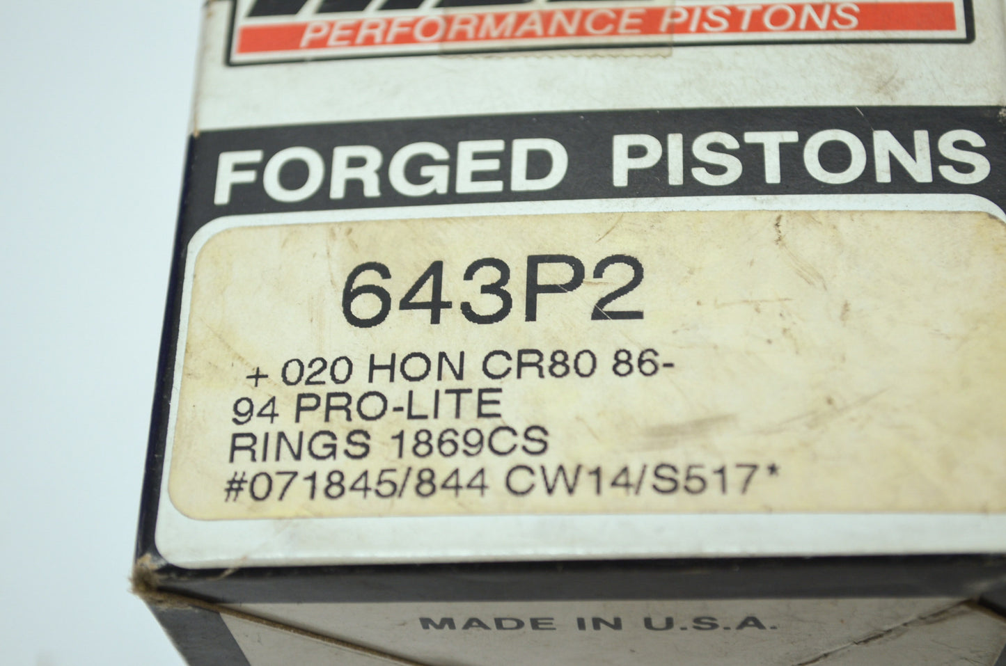 NEW Wiseco Piston Kit .020 OS 1986-1994 Honda CR80 643P2 NOS