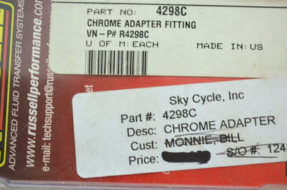 NEW Russell Chrome Brake Line Adapter Fitting 4298C NOS