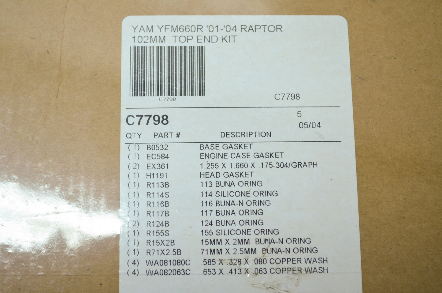 NEW Cometic Yamaha Top End Gasket Set 01-04 Raptor 660R C7798 NOS