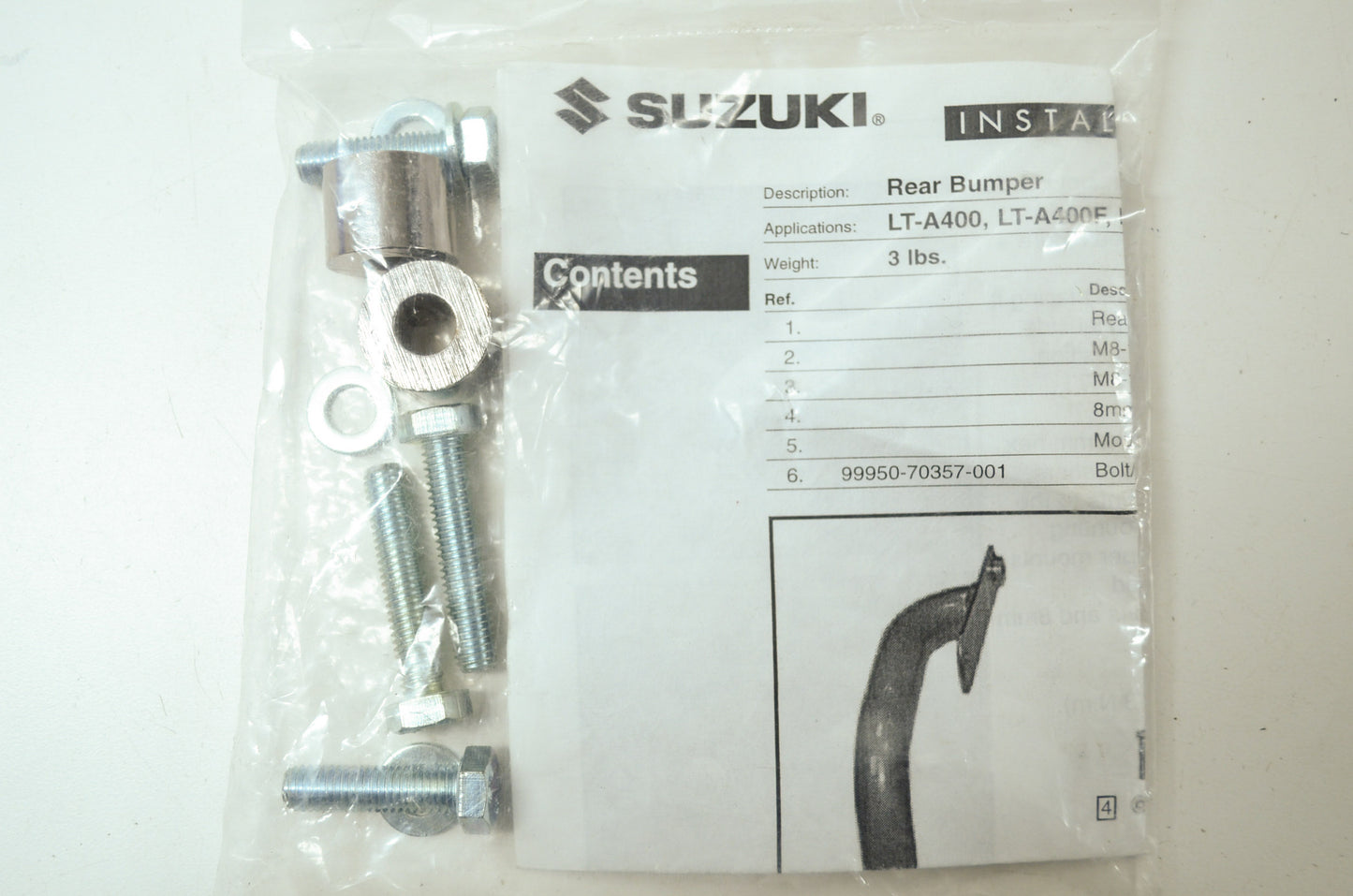 NEW OEM Suzuki Rear Bumper Hardware Kit LTA400 Eiger 400 99950-70357 NOS