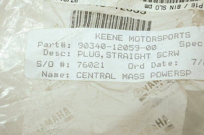 OEM Yamaha 90340-12059-00 Straight Screw Plug NOS