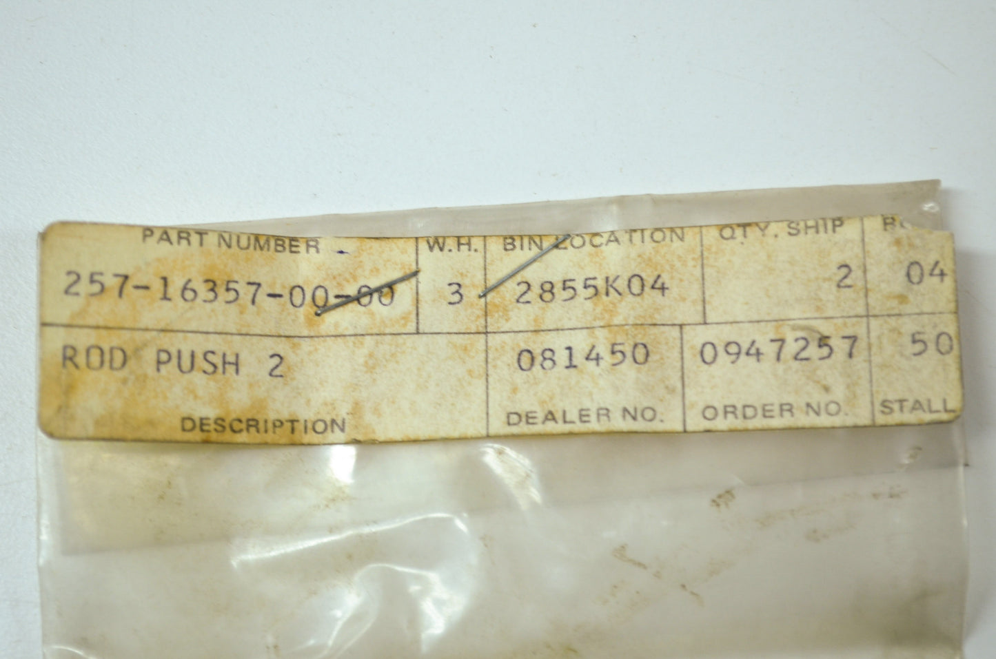 OEM Yamaha 257-16357-00-00 Push Rod 2 NOS
