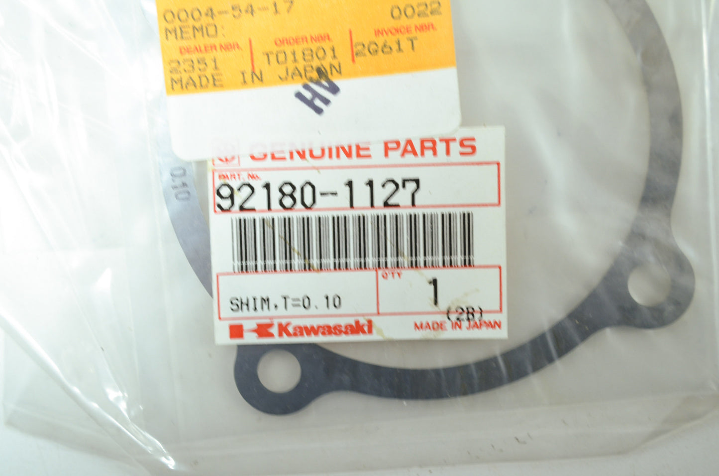 OEM Kawasaki 92180-1127 Shim T=0.10 NOS
