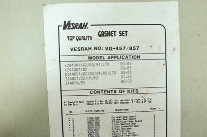 NEW Vesrah Kawasaki Gasket Set KZ440 Z440 VG-457 NOS