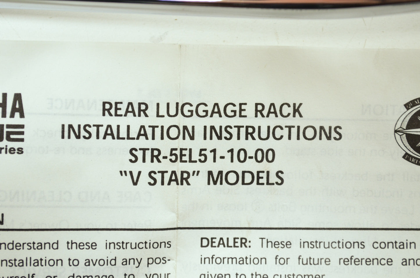 OEM Yamaha STR-5EL51-10-00 Rear Luggage Rack NOS