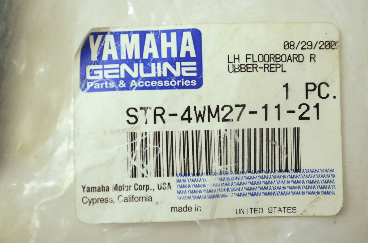 NEW OEM Yamaha Floorboard Pad Left Road Star 1600 1700 STR-4WM27-11-21 NOS