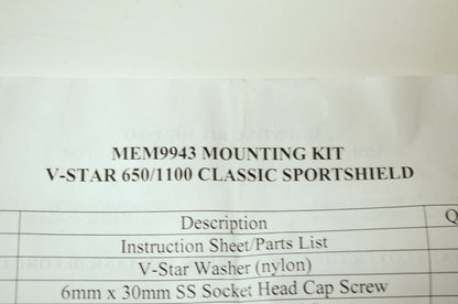 NEW Memphis Shades Yamaha V Star Windshield Mount Kit MEM9943 NOS
