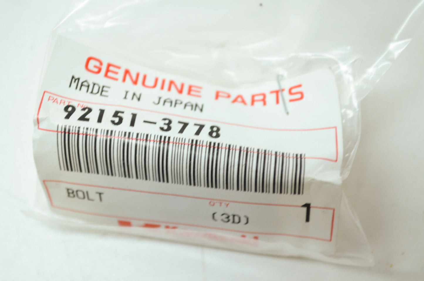 OEM Kawasaki 92151-3778 Bolt NOS