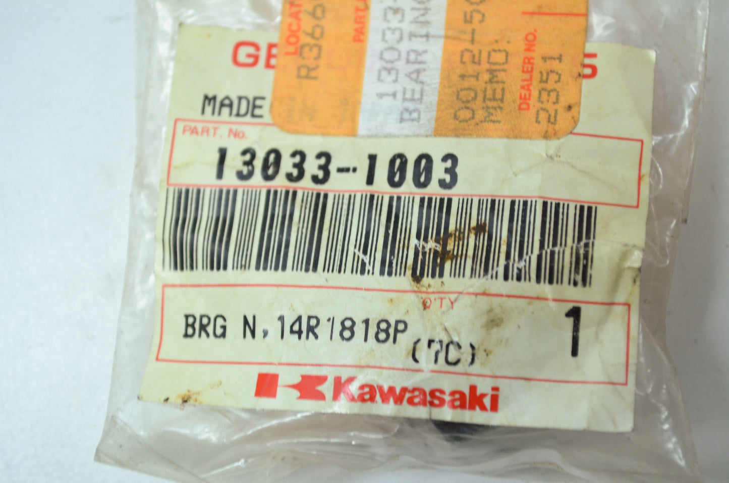 OEM Kawasaki 13033-1003 Needle Bearing 14R181 NOS