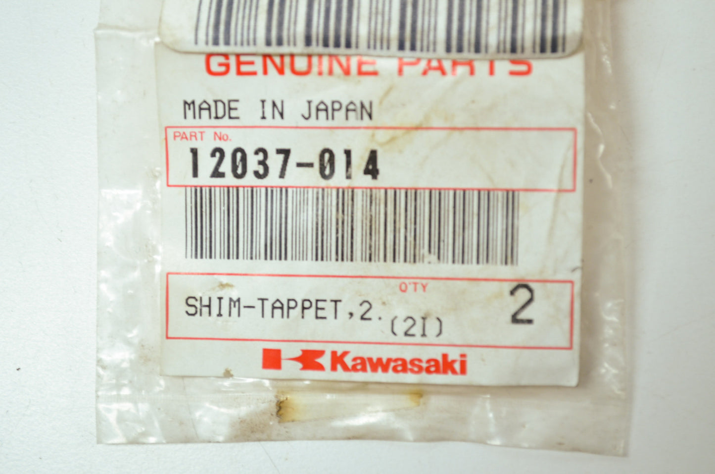 OEM Kawasaki 12037-014 Tappet Shim 2.65T Qty 2 NOS