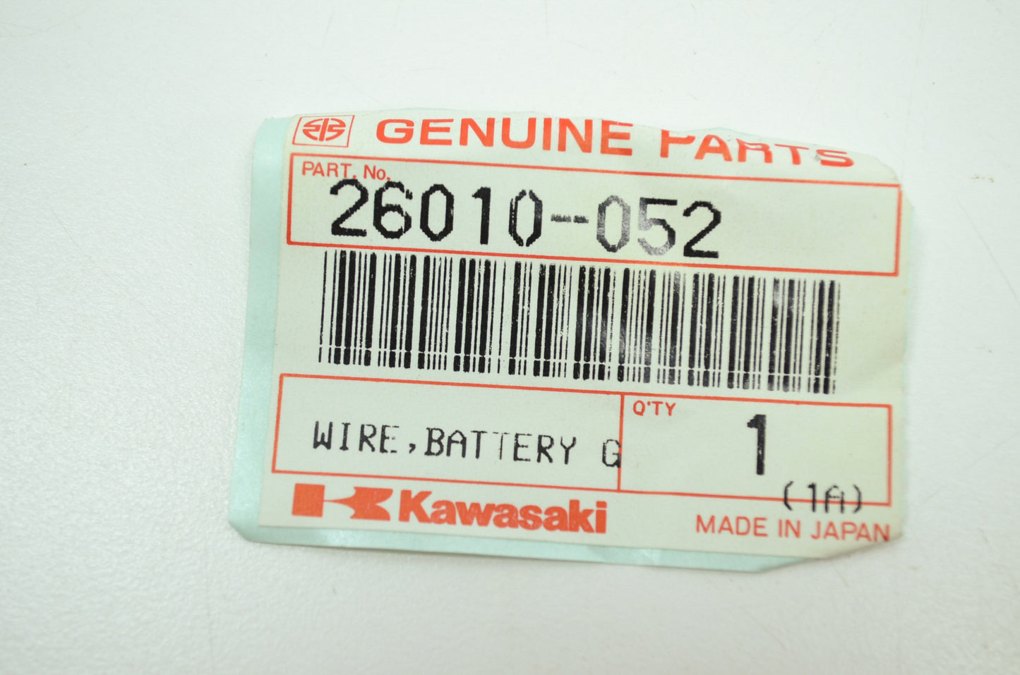 OEM Kawasaki 26010-052 Battery Ground Wire NOS