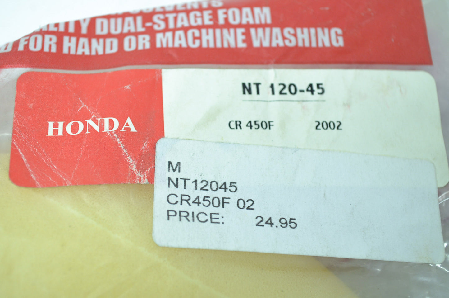 NEW No-Toil Air Filter 2002 CR450F NT-120-45 NOS
