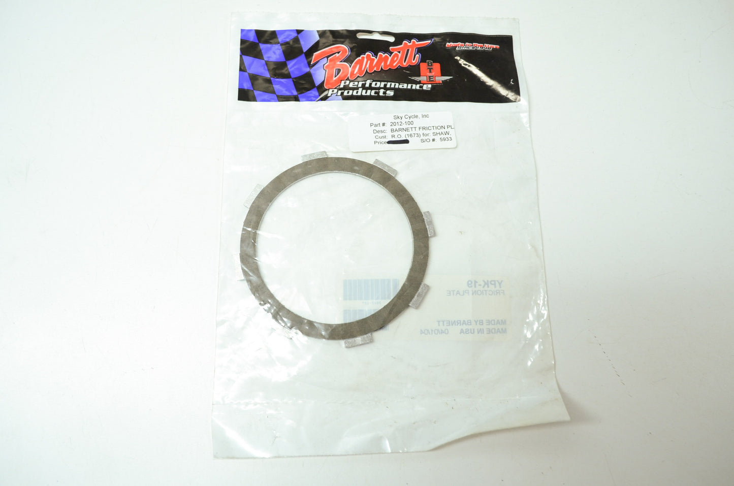 NEW Barnett Clutch Disc ATC185 TRX 200 125 90 CB125 HPK-19 NOS