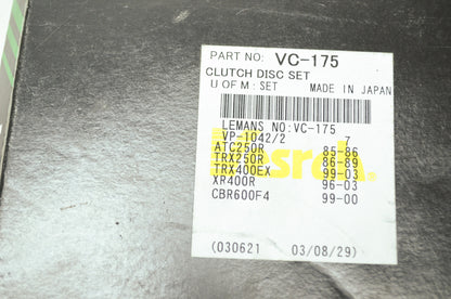 NEW Vesrah Honda Clutch Disc Set CR125 ATC250 TRX 250 400 CBR600 VC-175 NOS