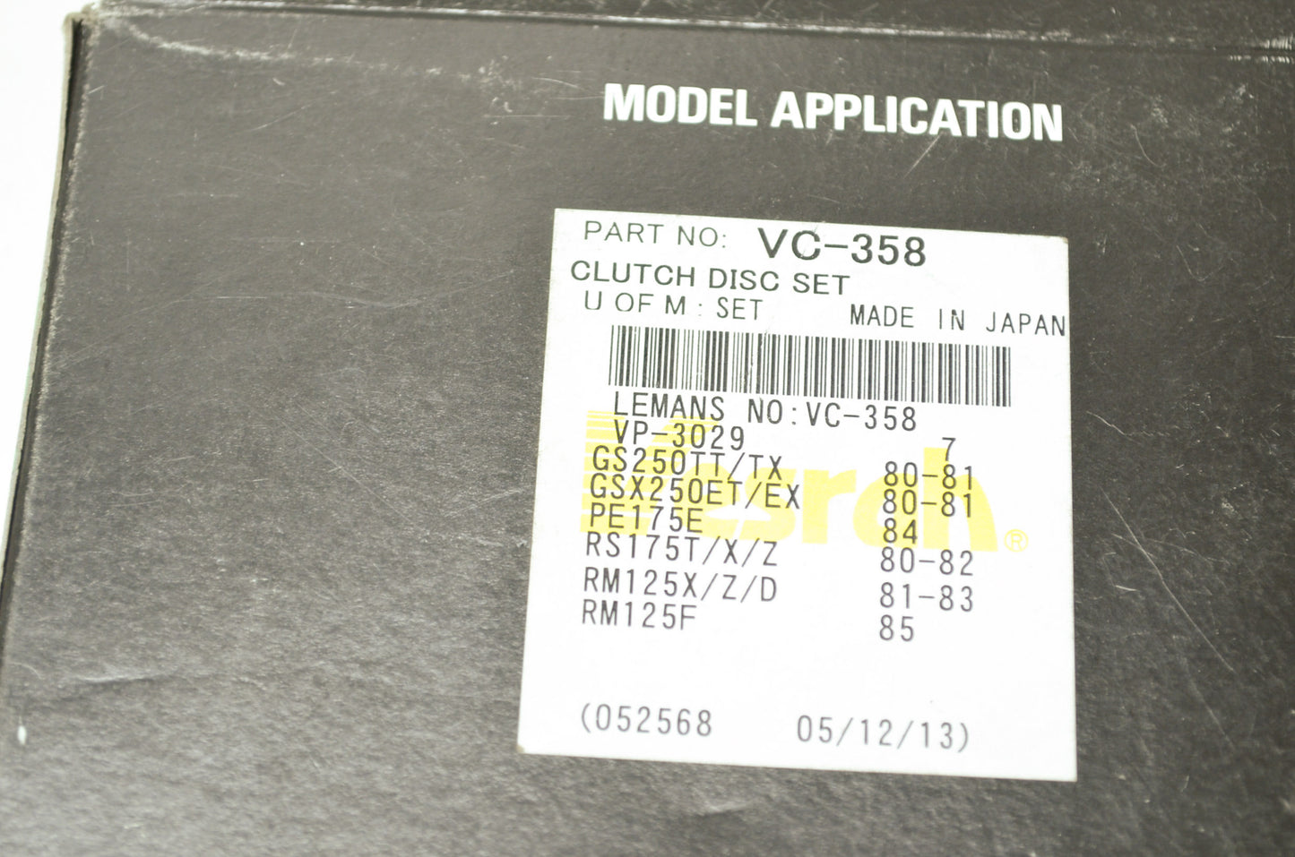 NEW Vesrah Suzuki Clutch Disc Set RM125 PE175 RS175 GS250 LT150 VC-358 NOS