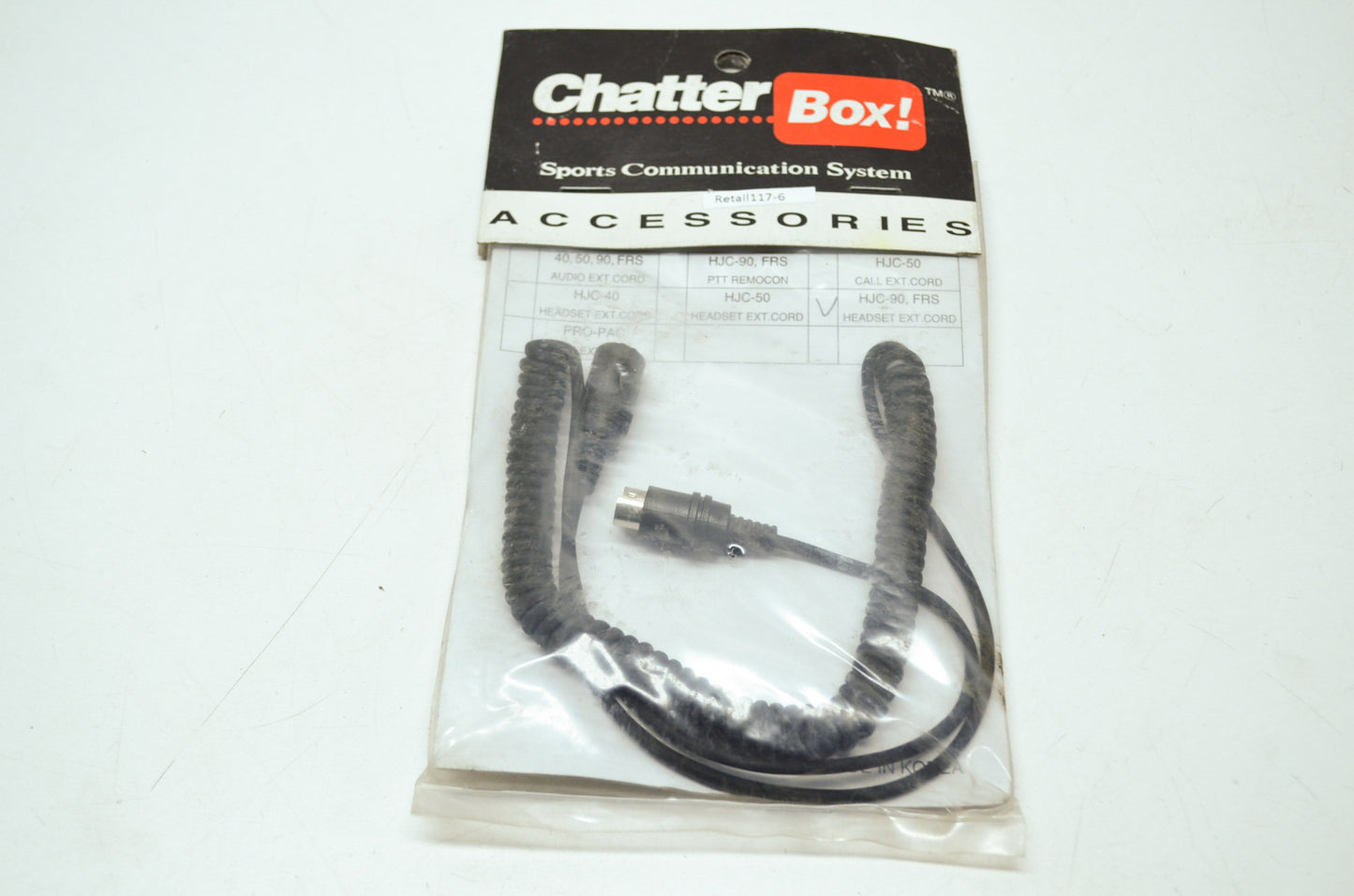 NEW Chatter Box Head Set Extension Cord HJC-90 FRS NOS