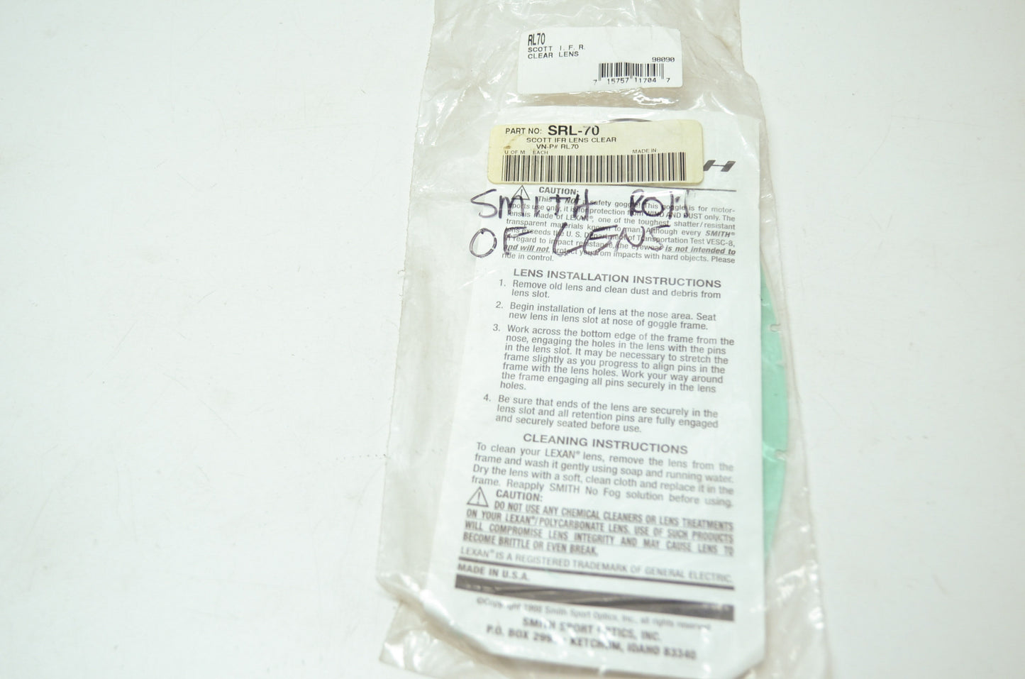 NEW Smith Scott IFR Lens Clear SRL-70 NOS