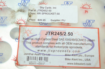 NEW JT Sprockets 50T Honda 84-85 XR200 XR250 JTR245/2.50 NOS