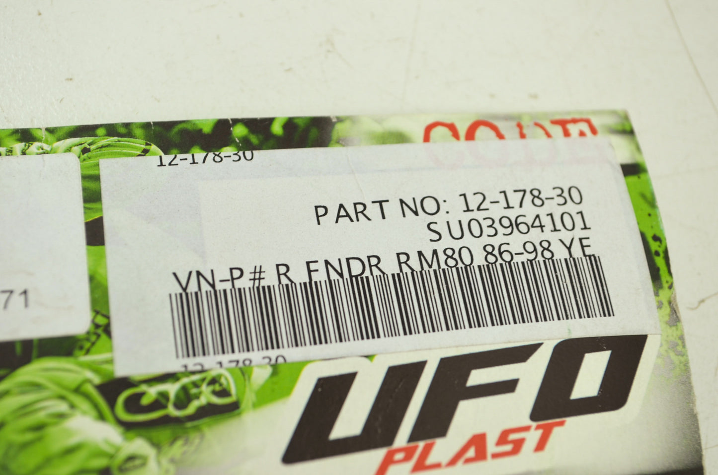 NEW UFO Rear Fender Suzuki 86-98 RM80 12-178-30 NOS