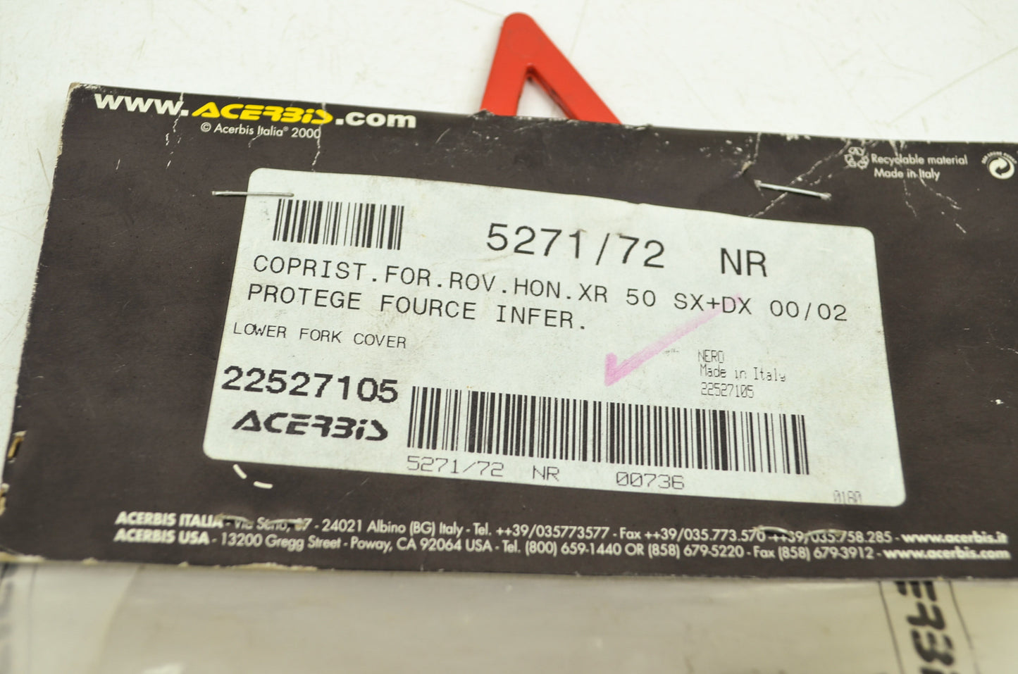 NEW Acerbis Lower Fork Cover Hon. XR50 SX DX 00-02 22-5271-05 NOS