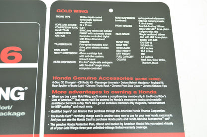 NEW OEM Honda 2006 Gold Wing Hang Tags NOS