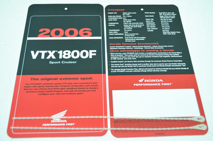 NEW OEM Honda 2006 VTX1800F Sign Dealership Hang Tags NOS