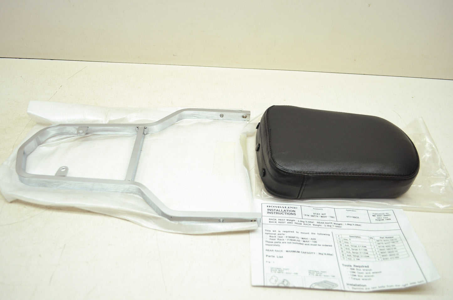 NEW OEM Honda Backrest VT1100 C2 08F75-MAH-A00 NOS