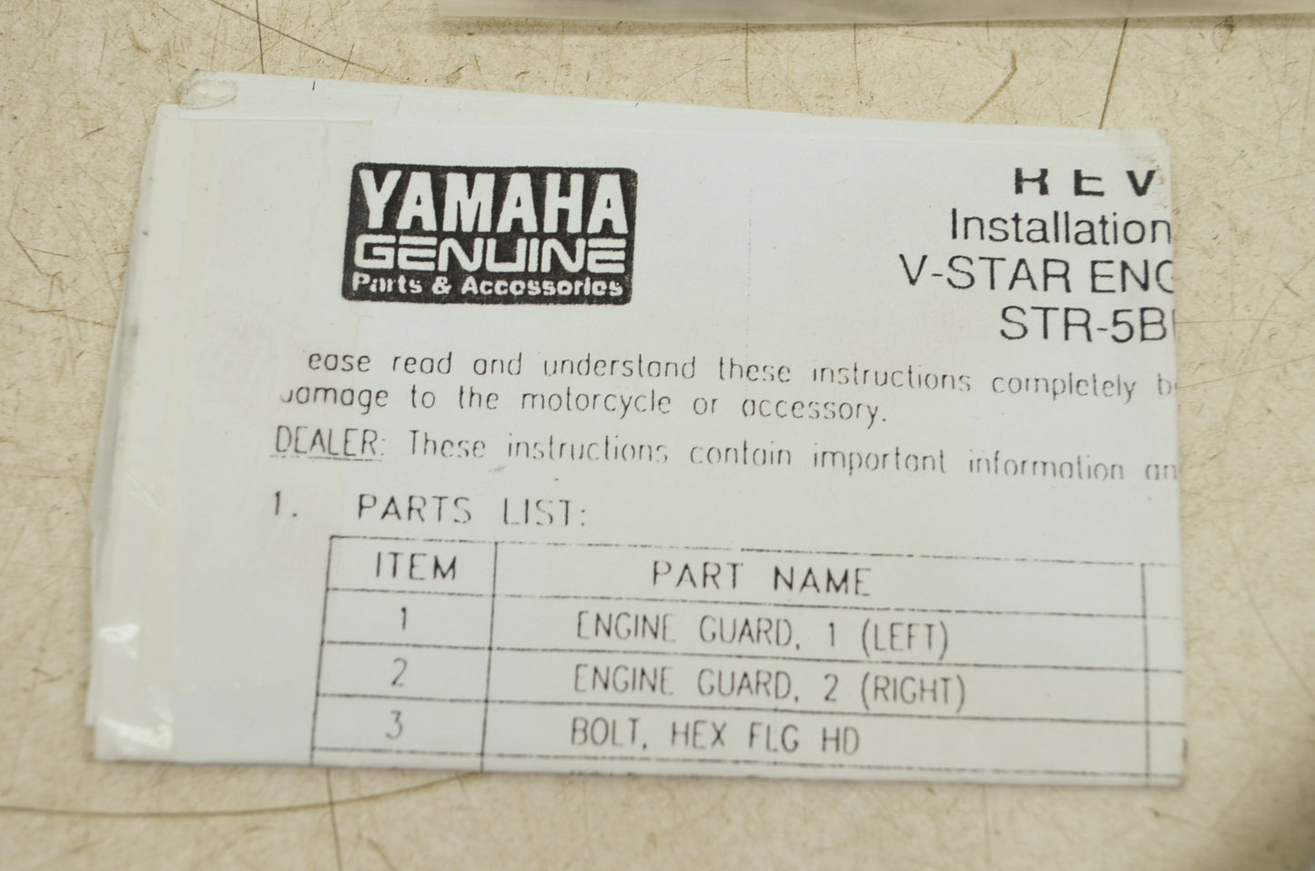 NEW OEM Yamaha V-Star Engine Guards V Star 650 STR-5BN31-00 NOS