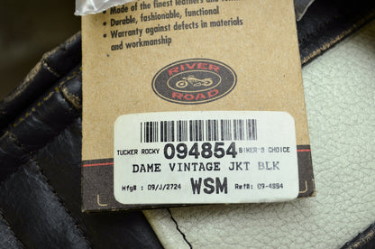 NEW River Road Apparel Dame Vintage Black Motorcycle Jacket Small 94854 NOS