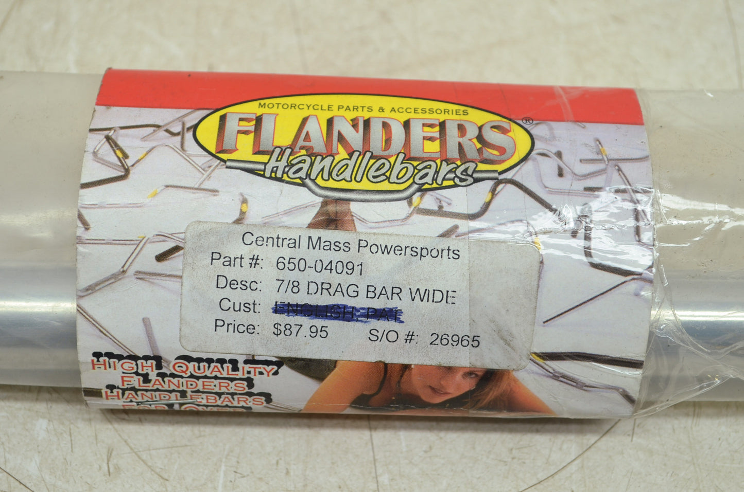 NEW Flanders Handlebars 7/8 Wide Bend Drag Bar 650-04091 NOS